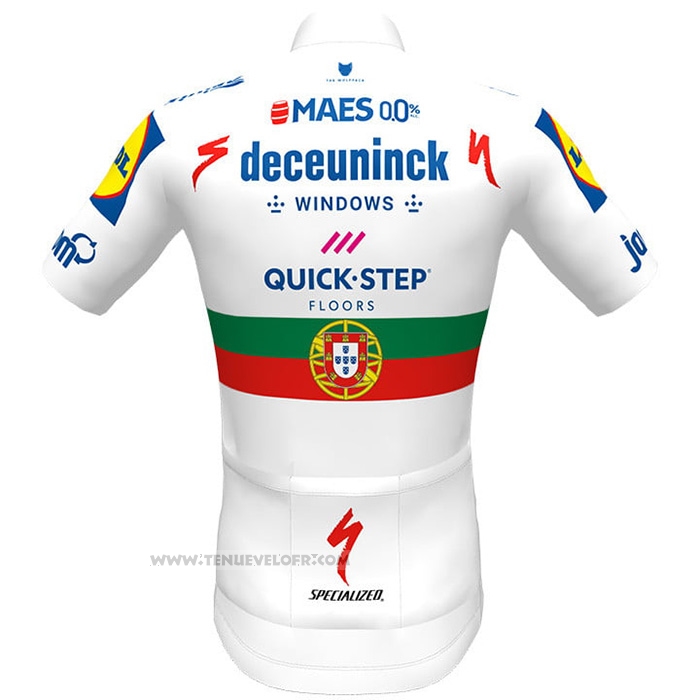 2021 Maillot Cyclisme Deceuninck Quick Step Blanc Manches Courtes et Cuissard